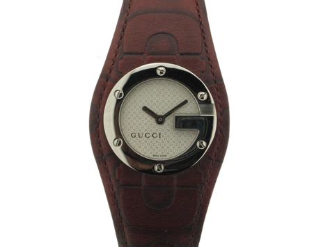 cinturino gucci referenza 104l|GUCCI orologio acciaio cinturino bordeaux referenza 104L new.